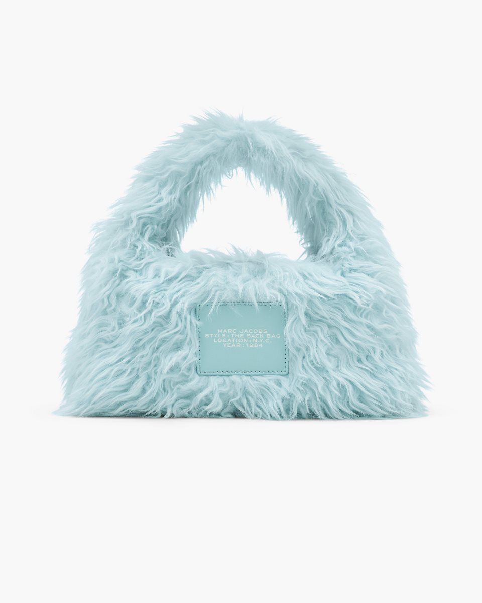Marc Jacobs The Faux Fur Mini Sack Bag The Sack Bag Kadın Mavi | 816-GXRUHQ