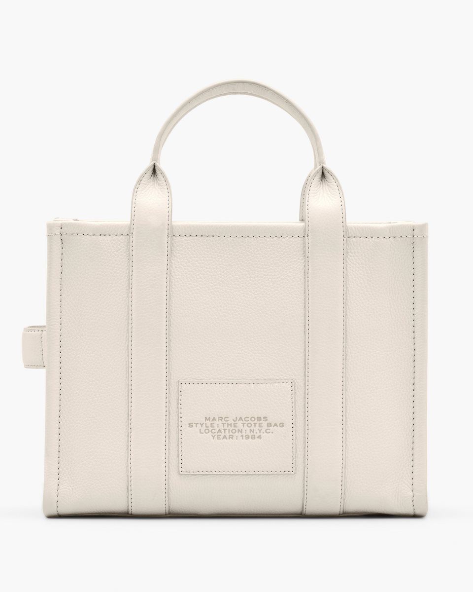 Marc Jacobs The Leather Medium Tote Bag The Tote Bag Kadın Gümüş | 934-NFBMAV