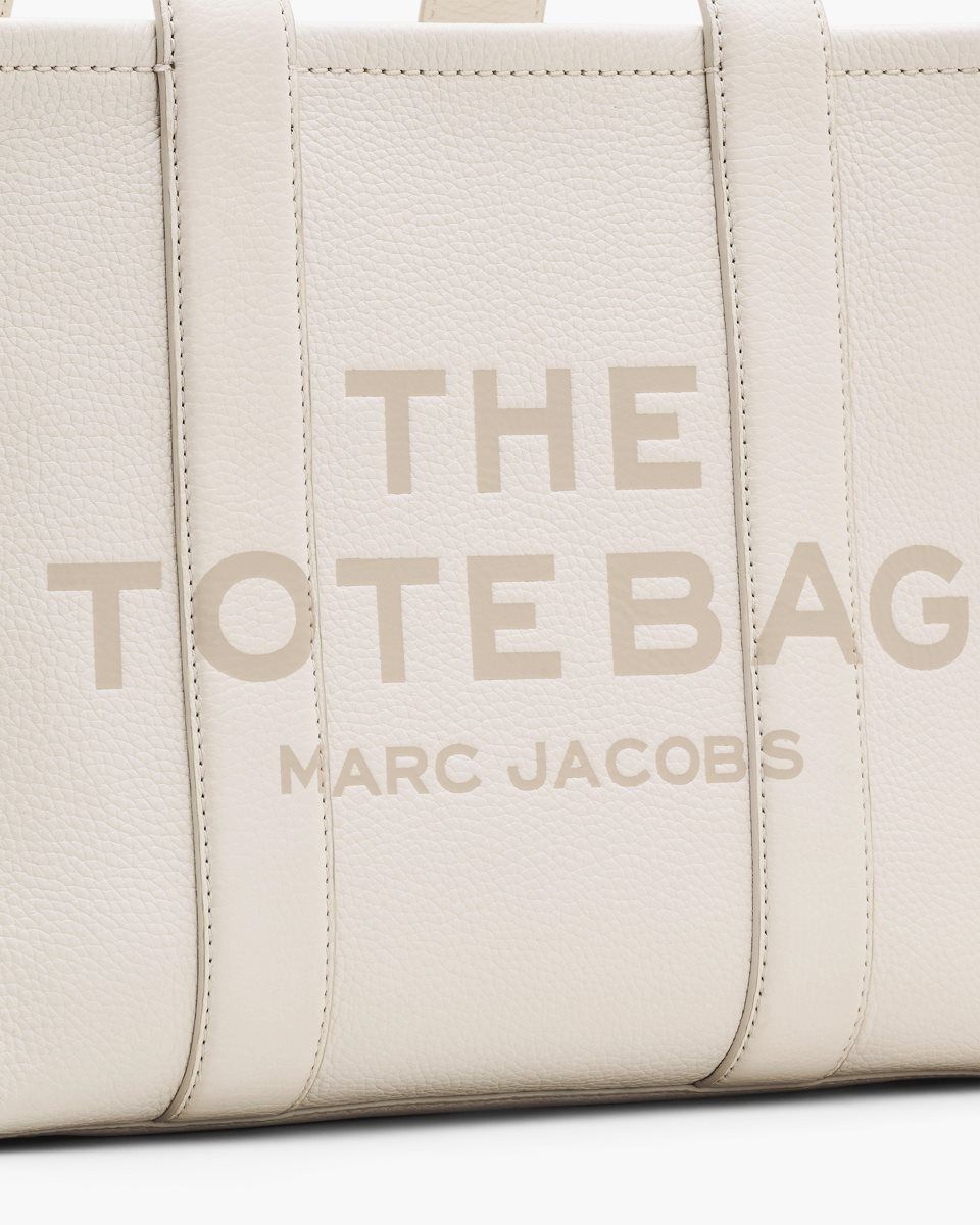 Marc Jacobs The Leather Medium Tote Bag The Tote Bag Kadın Gümüş | 934-NFBMAV