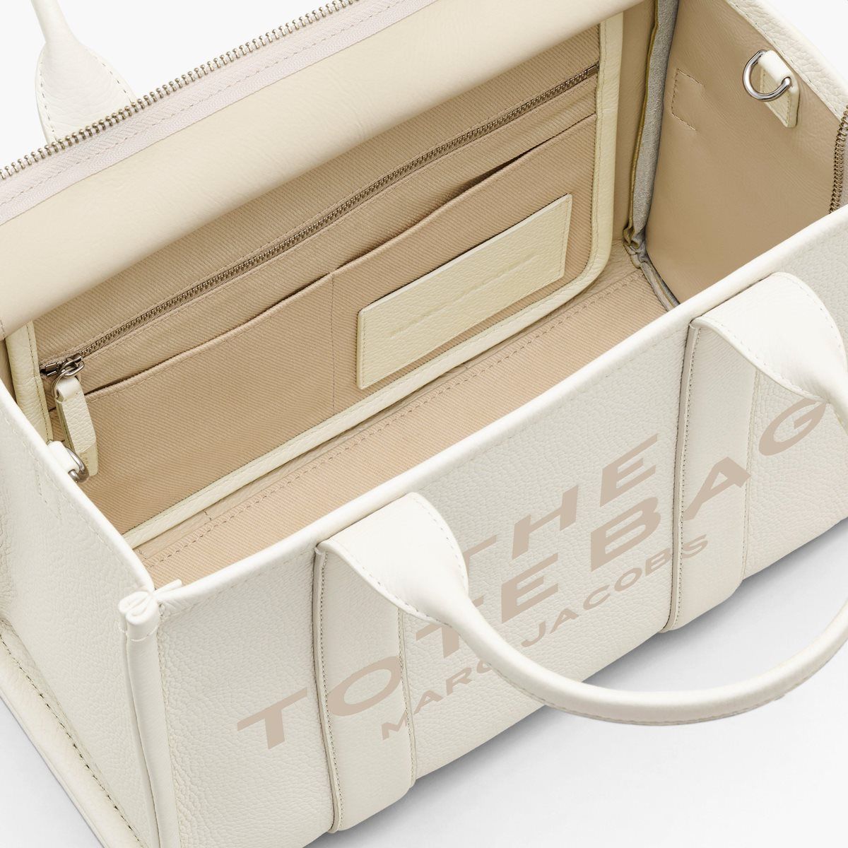 Marc Jacobs The Leather Medium Tote Bag The Tote Bag Kadın Gümüş | 934-NFBMAV